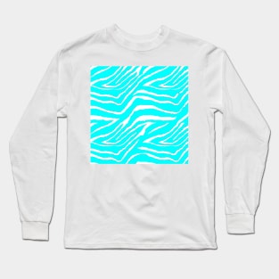 Zebra Animal Print Blue and White Pattern Long Sleeve T-Shirt